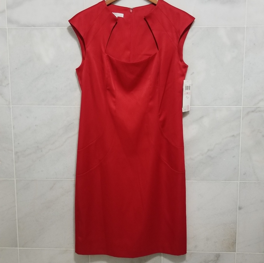 London Times Red Sheath Dress M NWT